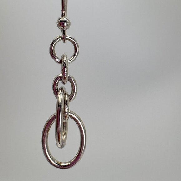 VTG Solid Sterling Silver 925 Oval Round Link Dangle Earrings 1.75" Length - Picture 7 of 11